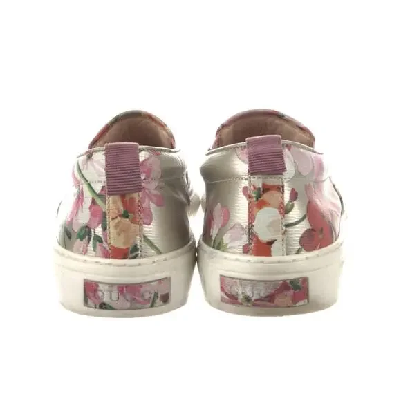 Gucci GG Supreme Monogram Blooms Slip On Low Sneakers Woman Sz 39.5 Pink - Picture 2 of 6